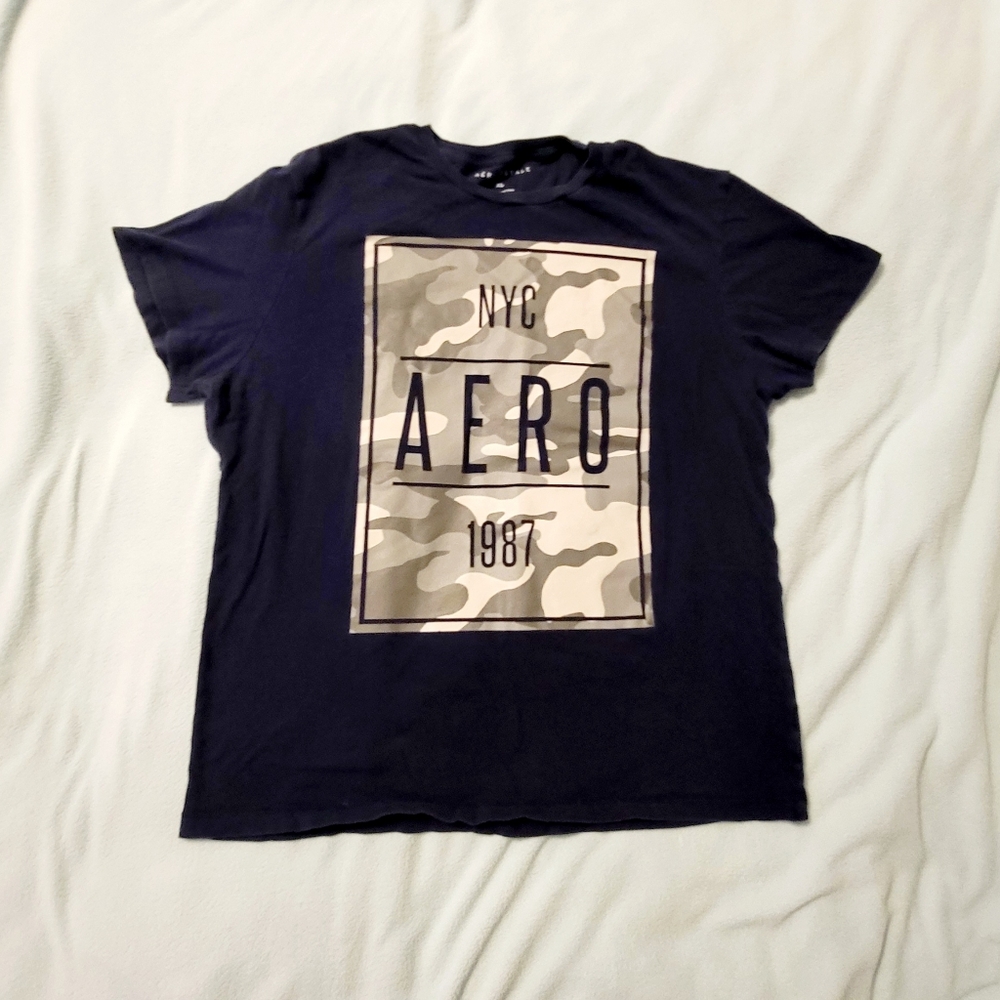Aeropostale Navy Blue Camo Logo Shirt Sz XL‎